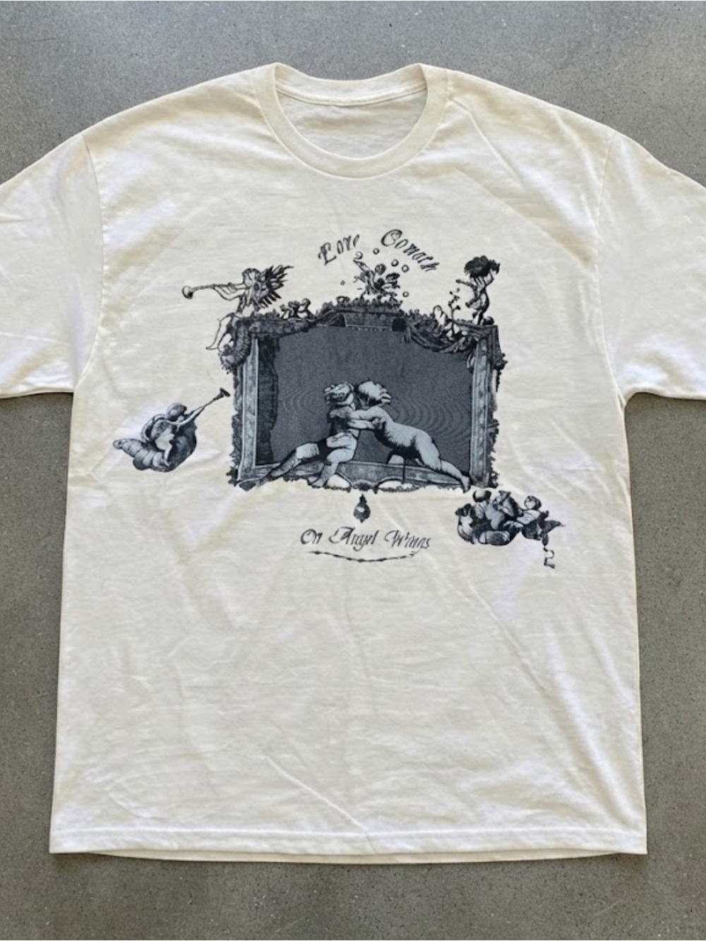 Love Cometh On Angel Wings Cherub Graphic Gildan T-shirt